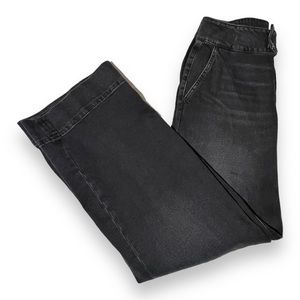 Express Women’s High Waisted Washed Black Tall Hem Wide Leg Jeans Size 14R